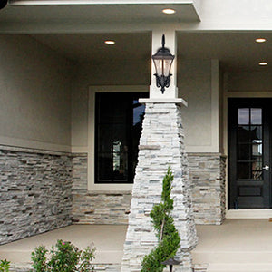 Retro Outdoor Wall Light Fixture Wall Mount Waterproof Matte Black Wall Sconce 20.87" H Glass Outdoor Lantern