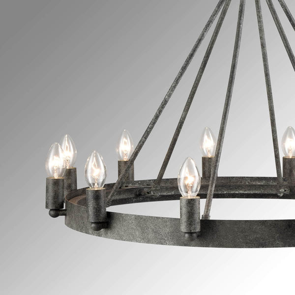 Retro Rustic Industrial Grey Metal 12 Lights Island chandelier