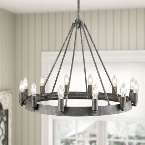 Retro Rustic Industrial Grey Metal 12 Lights Island chandelier