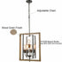 Rustic 5-Light Kitchen Island Chandelier in Wood Grain Finish