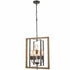 Rustic 5-Light Kitchen Island Chandelier in Wood Grain Finish