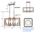 6-Light Wood Pendant Chandelier for Dining Room Rust Brown