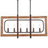 6-Light Wood Pendant Chandelier for Dining Room Rust Brown