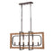 6-Light Wood Pendant Chandelier for Dining Room Rust Brown