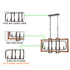 6-Light Wood Pendant Chandelier for Dining Room Rust Brown