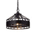Rustic Black Drum Pendant Light Hanging Chandelier