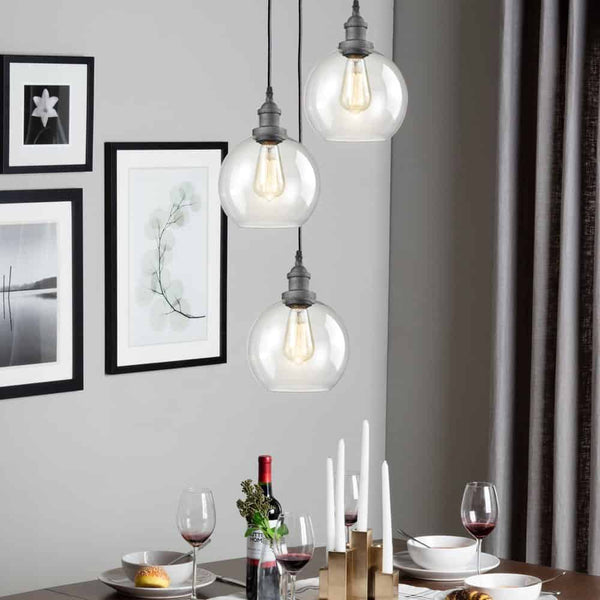 Rustic Clear Globe Pendant Light Island Pendant Lighting