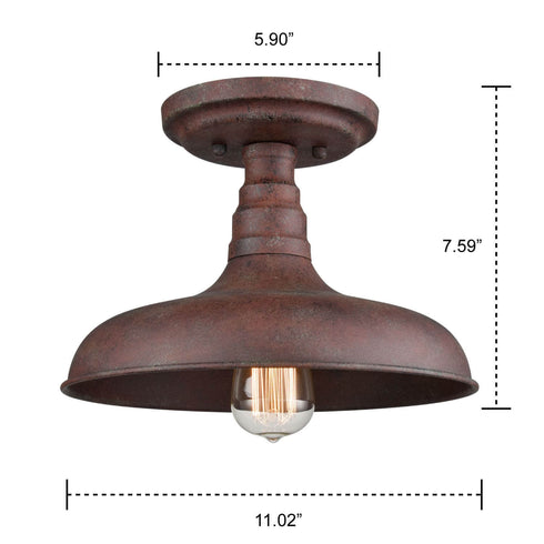 Bovino Rustic Industrial Barn Semi Flush Mount Ceiling Light