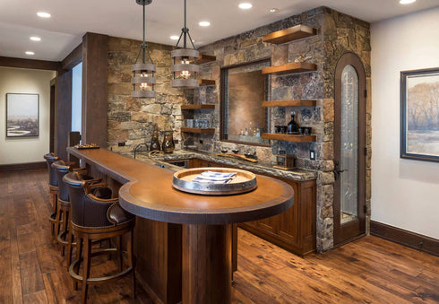 Rustic Kitchen Island Pendant Light Wood Finish