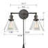 Rustic Mycete Glass 2 Light Hardwired & Plug in Bath Wall Sconce