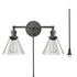 Rustic Mycete Glass 2 Light Hardwired & Plug in Bath Wall Sconce