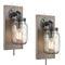 Rustic Plug-in Mason Jar Bedroom Wall Sconce Wood Plate 2-Pack