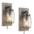 Rustic Plug-in Mason Jar Bedroom Wall Sconce Wood Plate 2-Pack