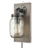 Rustic Plug-in Mason Jar Bedroom Wall Sconce Wood Plate 2-Pack