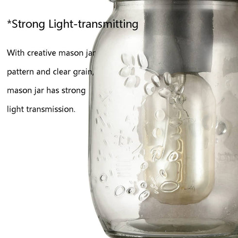 Rustic Plug-in Mason Jar Bedroom Wall Sconce Wood Plate 2-Pack