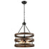 Rustic Wood Accent Circular Drum Chandeliers Vintage Large Pendant Light
