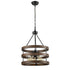 Rustic Wood Accent Circular Drum Chandeliers Vintage Large Pendant Light