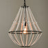 Rustic Wood Beaded Chandelier Distressed Off-White Finish