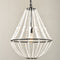 Rustic Wood Beaded Chandelier Distressed Off-White Finish