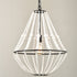 Rustic Wood Beaded Chandelier Distressed Off-White Finish