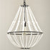 Rustic Wood Beaded Chandelier Distressed Off-White Finish