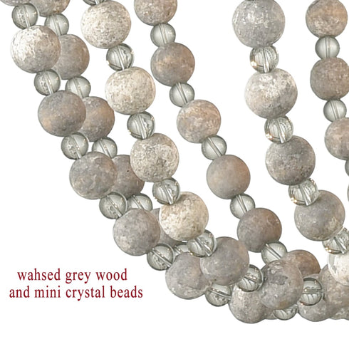 Rustic Wood and Crystal Bead Semi Flush Mounting Ceiling Light