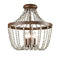 Rustic Wood and Crystal Bead Semi Flush Mounting Ceiling Light