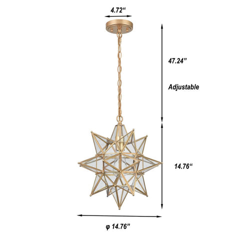 Modern Moravian Star Pendant Light Boho Gold Hanging Light 16 Inch