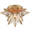 Brass Moravian Star Ceiling Light Flush Mount, Transparent, 12.7-IN