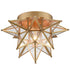 Brass Moravian Star Ceiling Light Flush Mount, Transparent, 12.7-IN