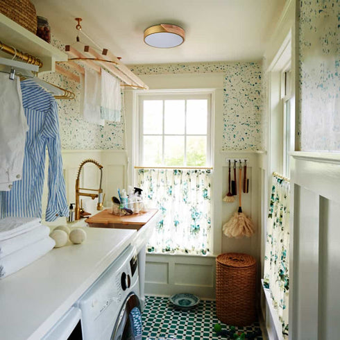 Simple Gold and Wood LED Flush Mount Ceiling Light