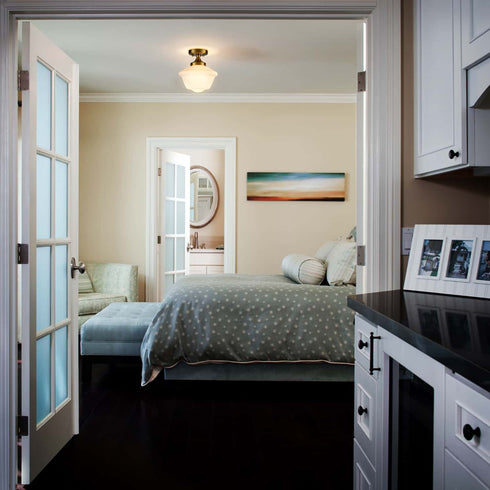 Schoolhouse Ceiling Light Fixture with White Glass Shade