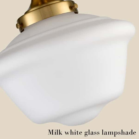 Schoolhouse Ceiling Light Fixture with White Glass Shade