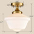 Schoolhouse Ceiling Light Fixture with White Glass Shade