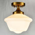 Schoolhouse Ceiling Light Fixture with White Glass Shade