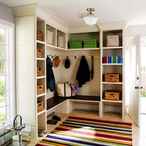 Schoolhouse Ceiling Light Fixture with White Glass Shade