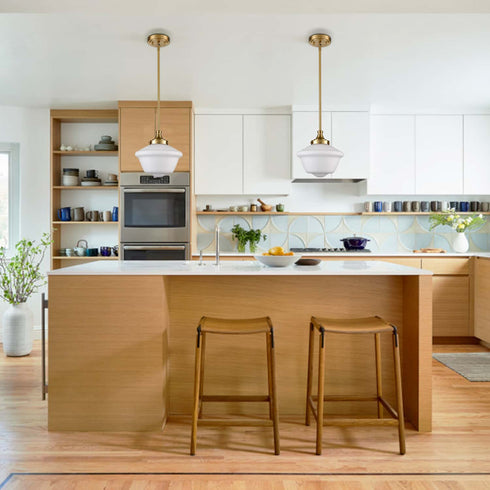 Schoolhouse Glass Pendant Light Fixture for Kitchen Island