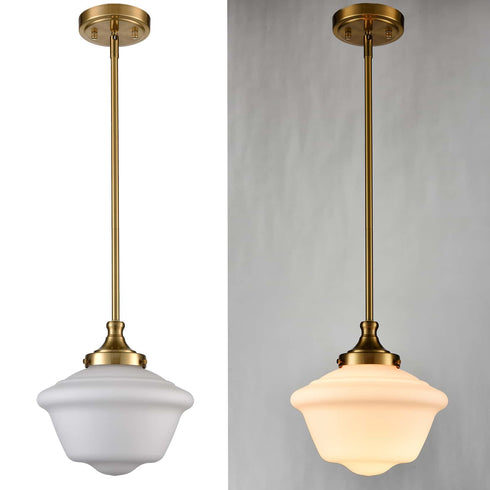 Schoolhouse Glass Pendant Light Fixture for Kitchen Island