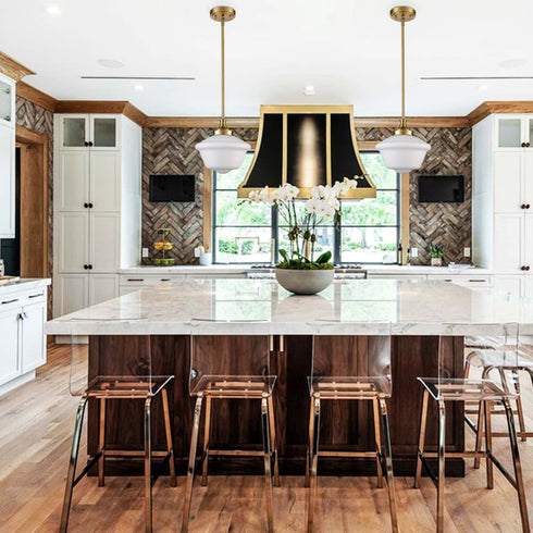 Schoolhouse Glass Pendant Light Fixture for Kitchen Island