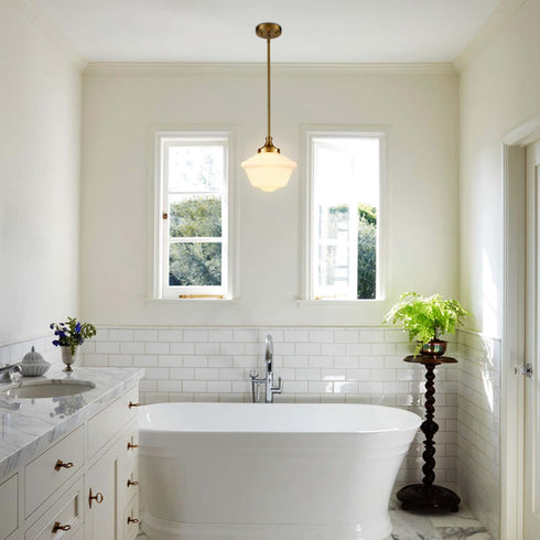 Schoolhouse Glass Pendant Light Fixture for Kitchen Island