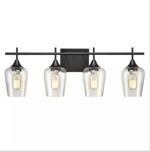 Sondrio Industrial 4-Light Black Vanity Lighting Jar Glass Wall Sconces