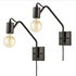 Morbegno Industrial Plug-in Wall Sconce Set of 2 Black Swing Arm Light