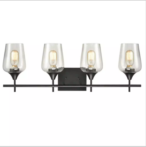 Sondrio Industrial 4-Light Black Vanity Lighting Jar Glass Wall Sconces