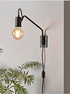 Morbegno Industrial Plug-in Wall Sconce Set of 2 Black Swing Arm Light