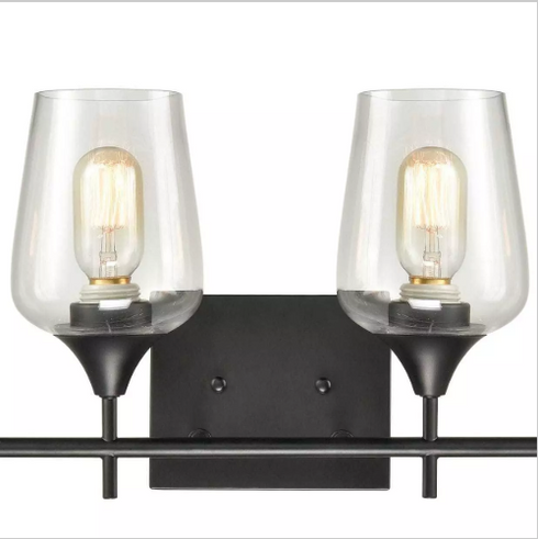 Sondrio Industrial 4-Light Black Vanity Lighting Jar Glass Wall Sconces