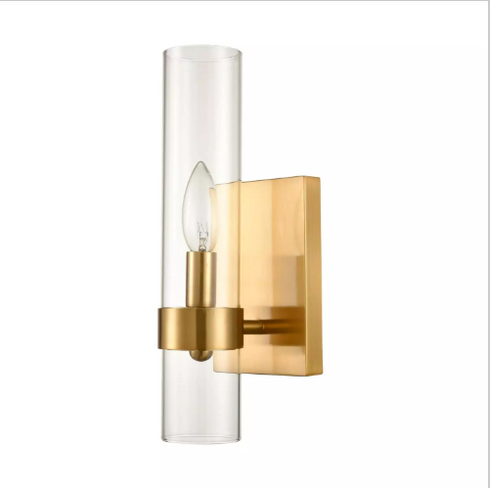 Lovere Bari Brushed Gold with Glass Shade 1 Light Wall Sconce