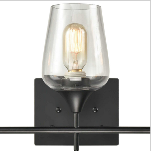 Sondrio Industrial 4-Light Black Vanity Lighting Jar Glass Wall Sconces
