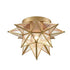Seeded Glass Brass Moravian Star Ceiling Light Flush Mount