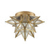 Seeded Glass Brass Moravian Star Ceiling Light Flush Mount