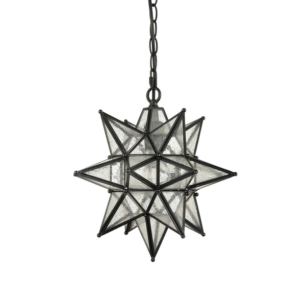 Camaiore Seeded Glass Industrial Moravian Star Pendant Light 13 Inches